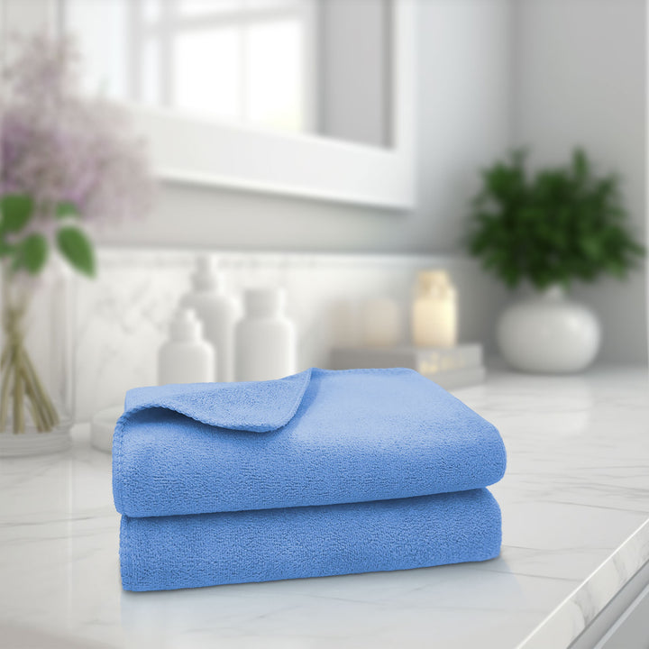 Blue Color Ultra Soft microfiber Towel with 450 GSM (Ultra-soft microfiber, 450 GSM, Superior quality, Highly Absorbent, Luxuriously Soft, Wide usage range, Lint resistant, Multiple Size Variations)