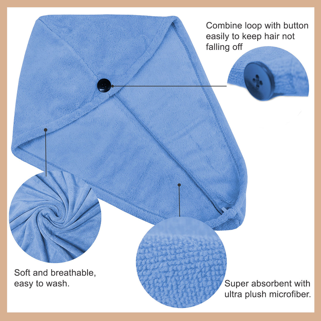 Blue Color ultra absorbent microfiber hair wrap Towel 