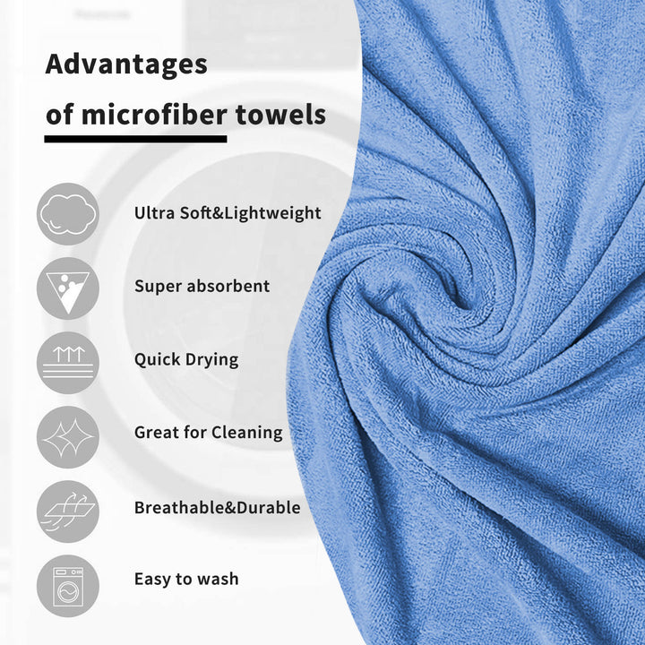 Blue Color Ultra Soft microfiber Towel with 450 GSM (Ultra-soft microfiber, 450 GSM, Superior quality, Highly Absorbent, Luxuriously Soft, Wide usage range, Lint resistant, Multiple Size Variations)