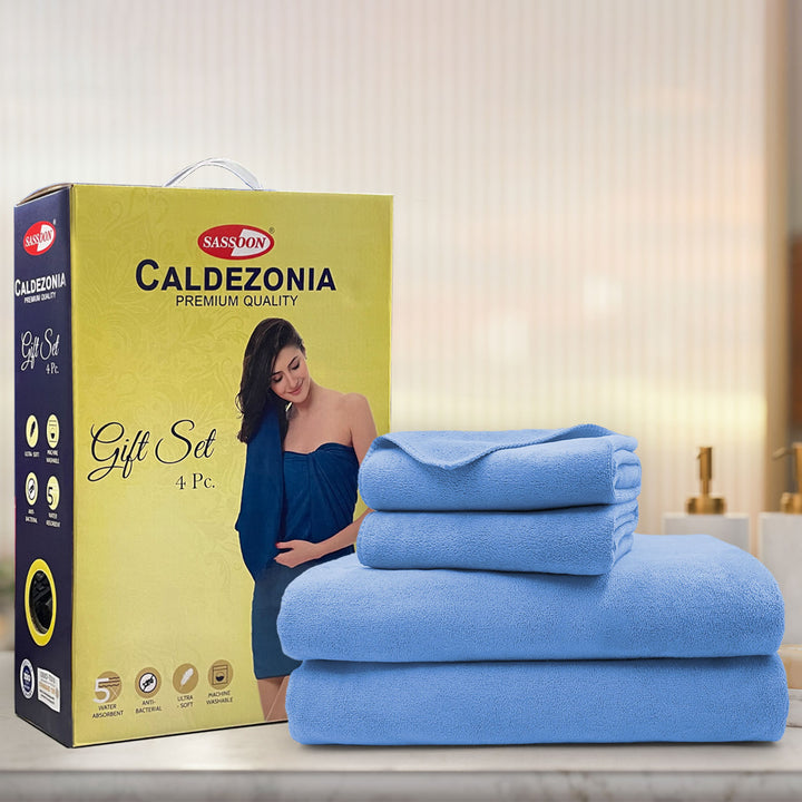 Blue Color Microfiber Towel Gift Set with 450 GSM ( Superior quality, Highly absorbent, Luxurious Soft, Ultra Soft etc) 