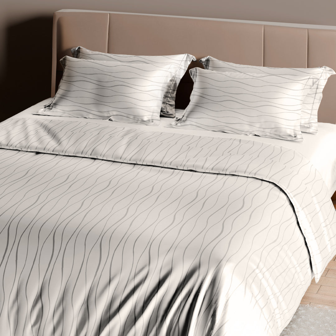 Artemis Italian Jacquard Weave Sateen Cotton Bedsheet- 400 TC (Wave Design)