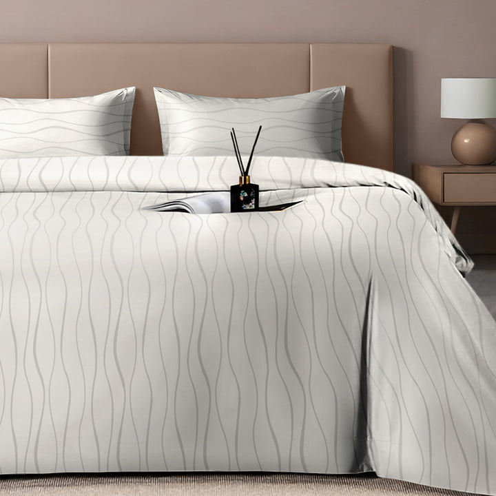 Artemis Italian Jacquard Weave Sateen Cotton Bedsheet- 400 TC (Wave Design)