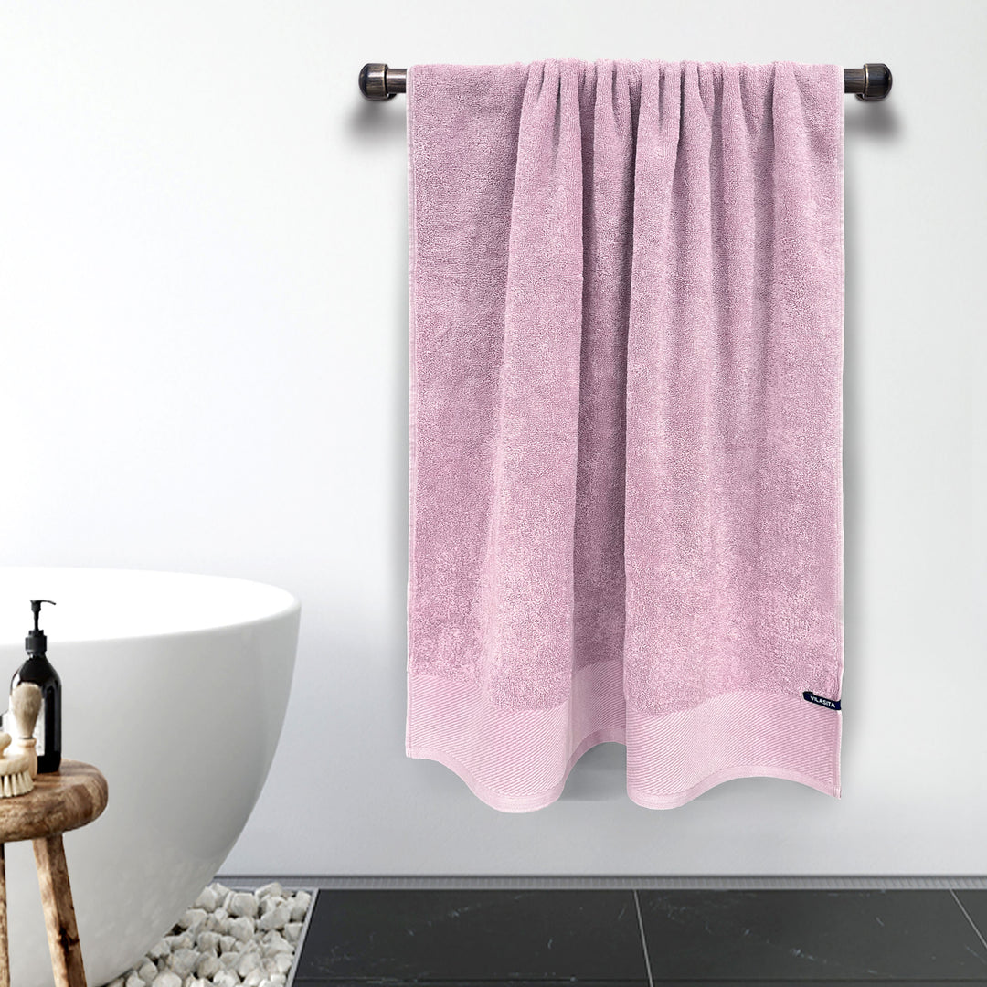 Pink Color Combed Cotton Towel with 650 GSM ( Premium Combed Cotton, High Absorbency, Durable and Long Lasting, Machine Washable)