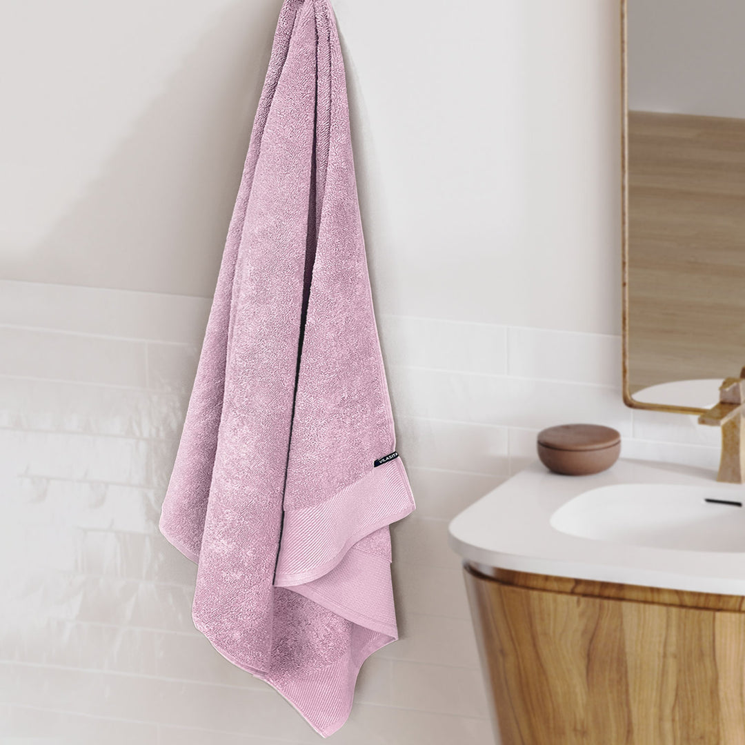 Pink Color Combed Cotton Towel with 650 GSM ( Premium Combed Cotton, High Absorbency, Durable and Long Lasting, Machine Washable)