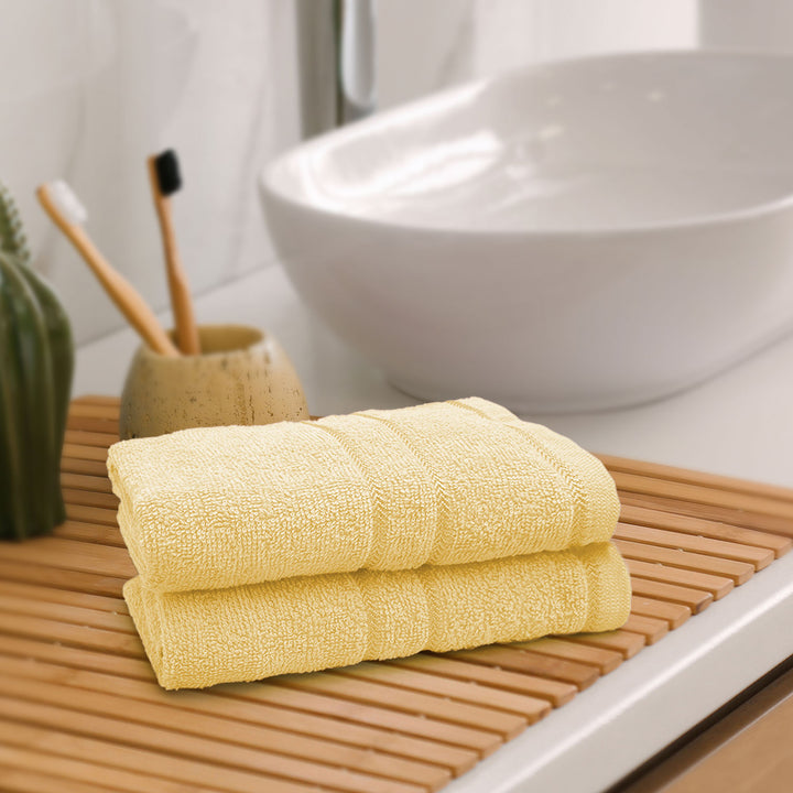 Yellow Color 100% Cotton Hand Towel Set with 380 GSM