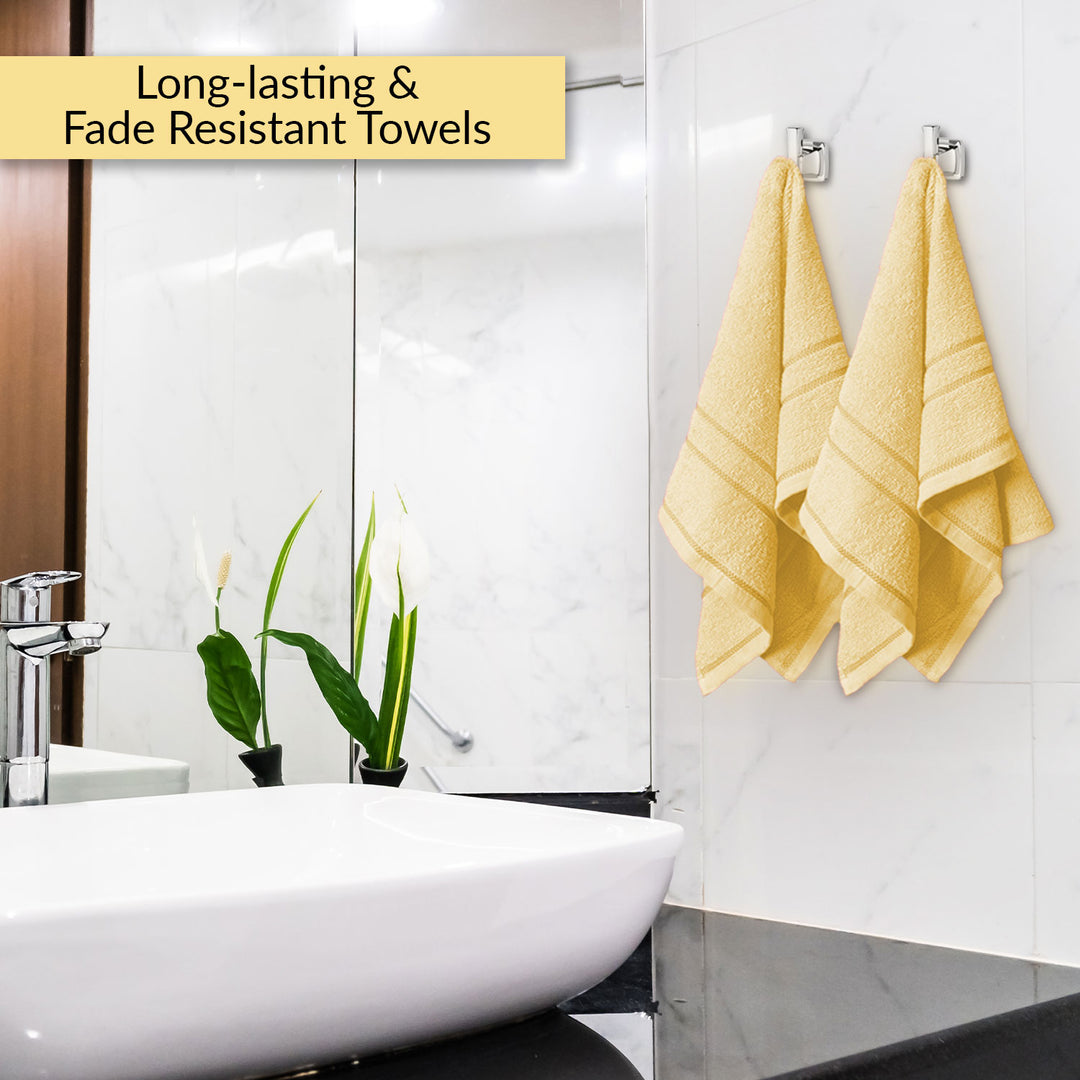 Yellow Color 100% Cotton Hand Towel Set with 380 GSM