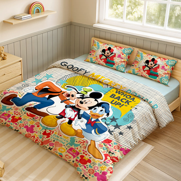 Disney Mickey Mouse Digital Printed 300TC Cotton Bedsheet (Backup)