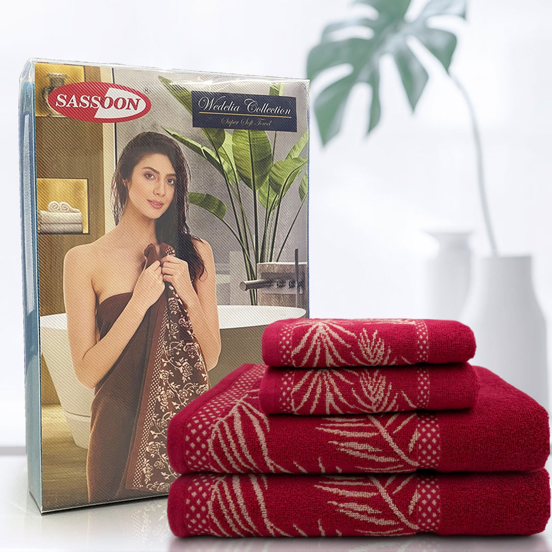 Red Color Super Soft Zero Twist 100% Cotton Towel Set with 380 GSM ( 100% Cotton, Zero-Twist Fabric, Protection Against Mircrobial Allergies, Highly Absorbent, Lint and Fade Resistant)