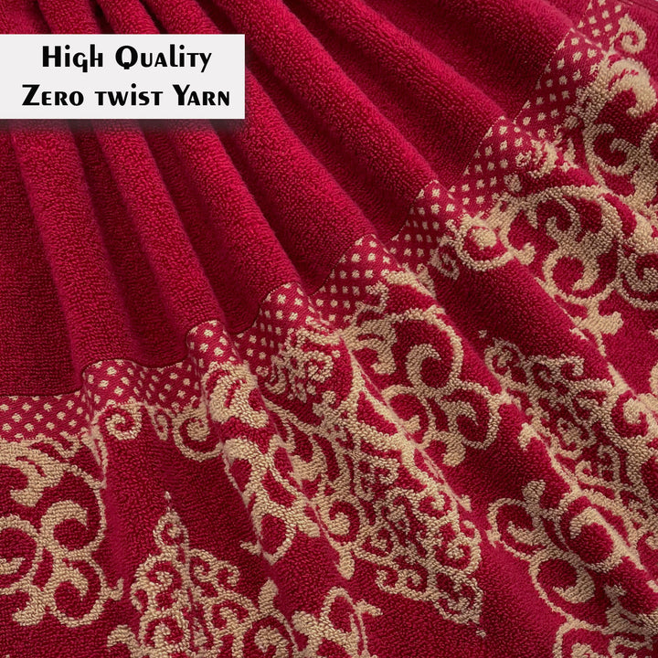 Dark Red  Zero Twist 100% Cotton Towel with 380 GSM ( 100% Cotton, Zero-Twist Fabric, Protection Against Microbial Allergies, Highly Absorbent, Lint and Fade Resistant)