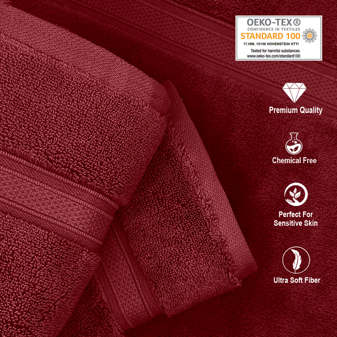 Maroon Color Super Soft Zero Twist 100% Cotton Towel with 700 GSM ( 100% Cotton, Zero-Twist Fabric, Protection Against Microbial Allergies, Highly Absorbent, Lint and Fade Resistant) 