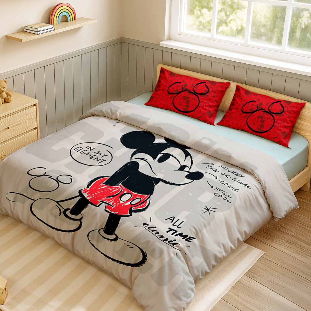 Disney Mickey Mouse Digital Printed 300TC Cotton Bedsheet (Classic)