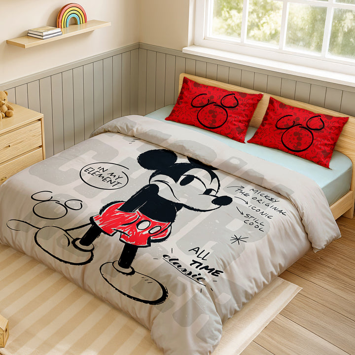 Disney Mickey Mouse Digital Printed 300TC Cotton Bedsheet (Classic)