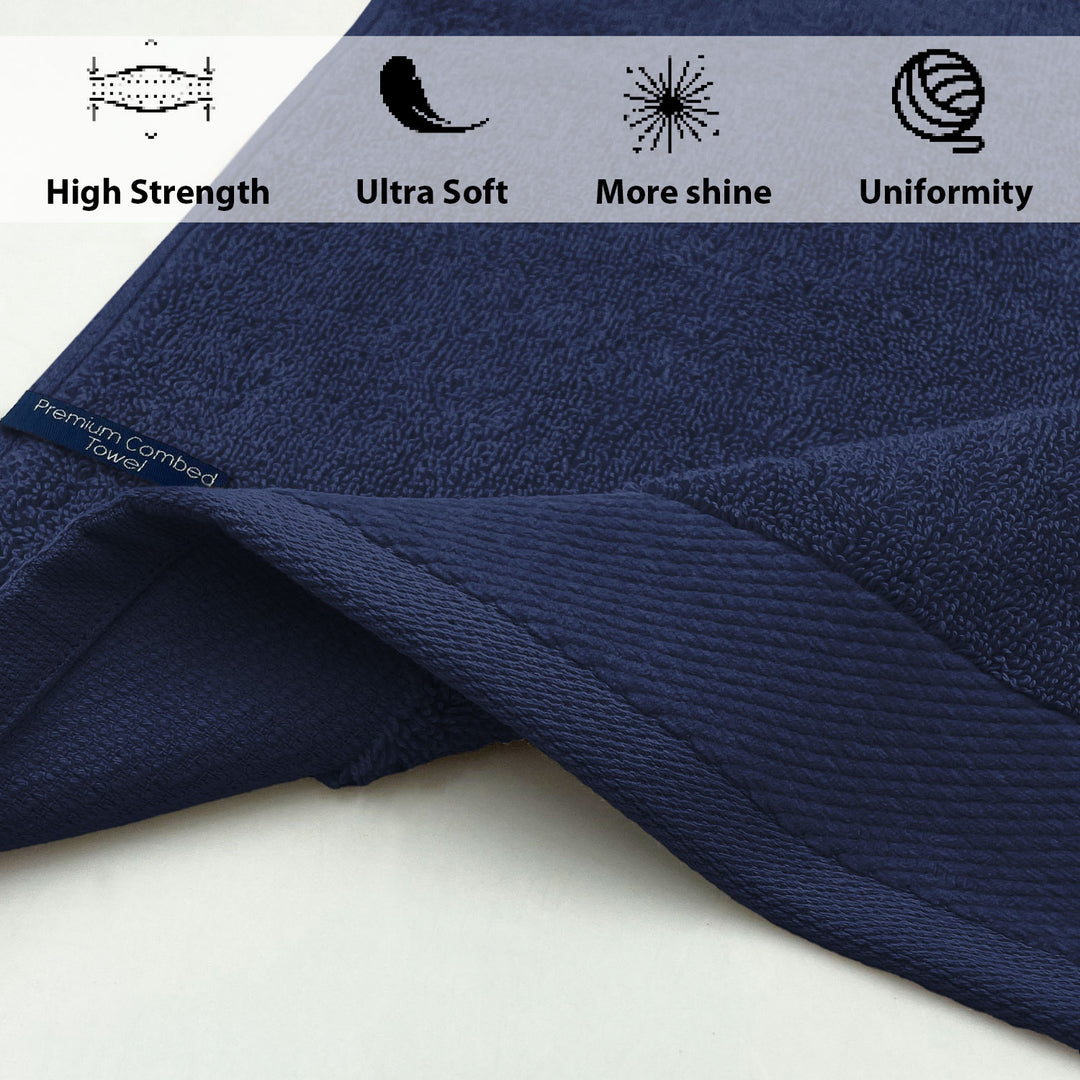 Blue Color Combed Cotton Towel with 650 GSM ( Premium Combed Cotton, High Absorbency, Durable and Long Lasting, Machine Washable)