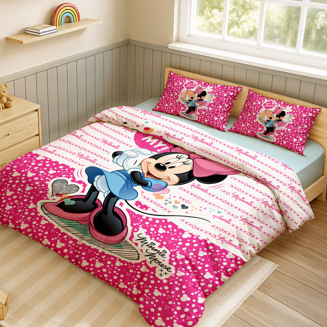 Disney Minnie Mouse Digital Printed 300TC Cotton Bedsheet