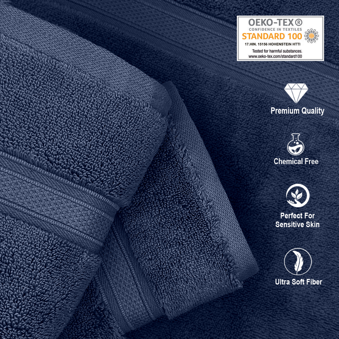 Dark Blue Color Super Soft Zero Twist 100% Cotton Towel with 700 GSM ( 100% Cotton, Zero-Twist Fabric, Protection Against Microbial Allergies, Highly Absorbent, Lint and Fade Resistant) 