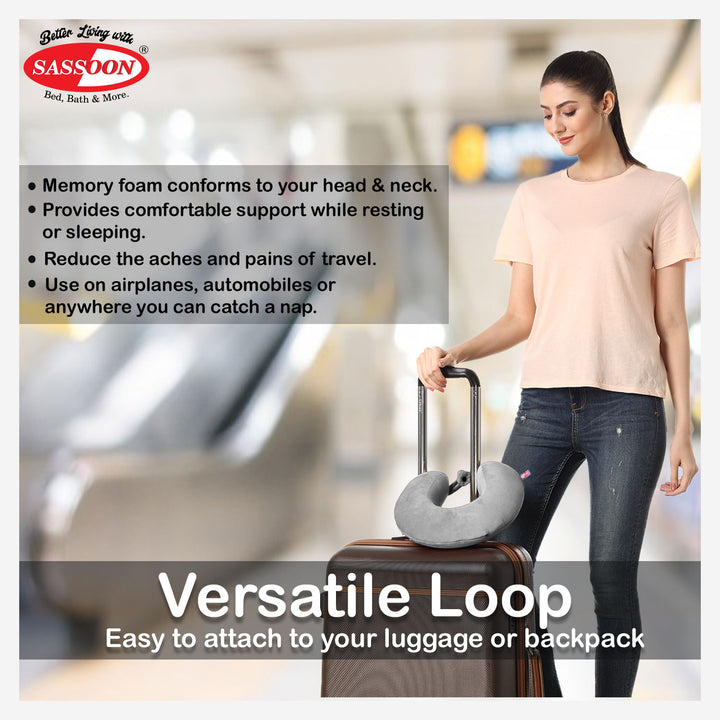 Soft Memory Foam Travel Pillow with Washable Cover