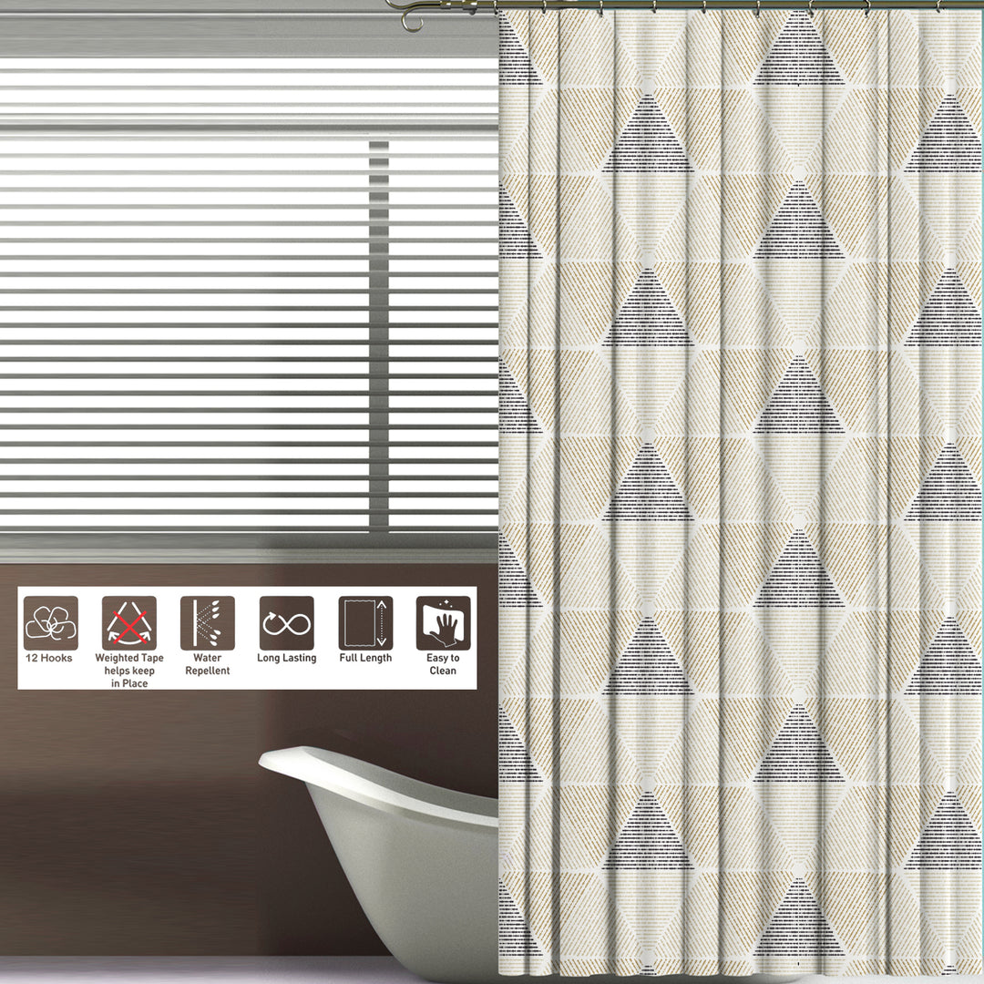 Printed Shower Curtain with Hooks