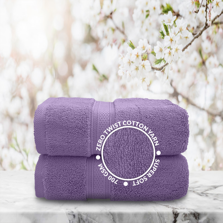 Lavender Color Super Soft Zero Twist 100% Hand Cotton Towel with 700 GSM ( 100% Cotton, Zero-Twist Fabric, Protection Against Microbial Allergies, Highly Absorbent, Lint and Fade Resistant) 