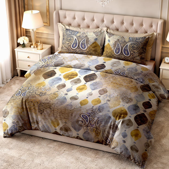 Wedelia Super King Digital Printed Bedsheet - 500 TC