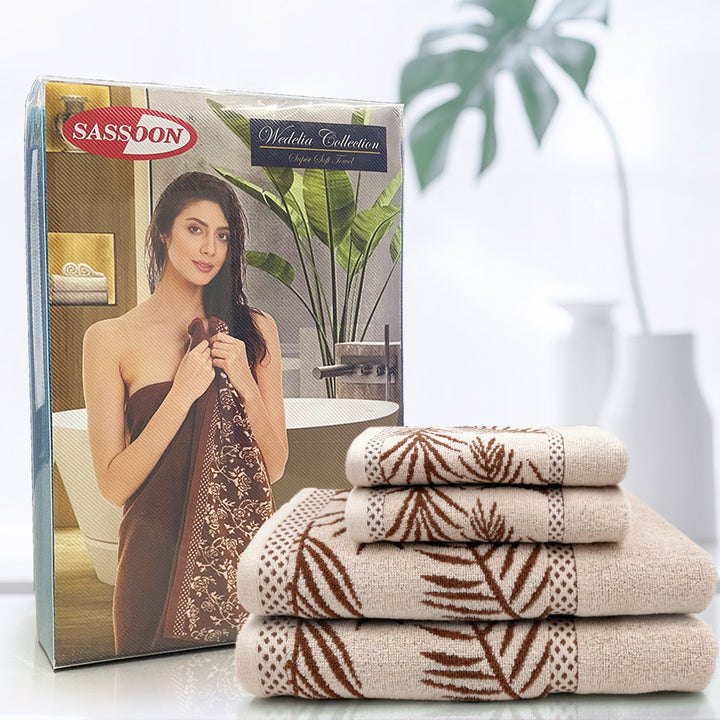 Light Beige Color Super Soft Zero Twist 100% Cotton Towel Set with 380 GSM ( 100% Cotton, Zero-Twist Fabric, Protection Against Mircrobial Allergies, Highly Absorbent, Lint and Fade Resistant)