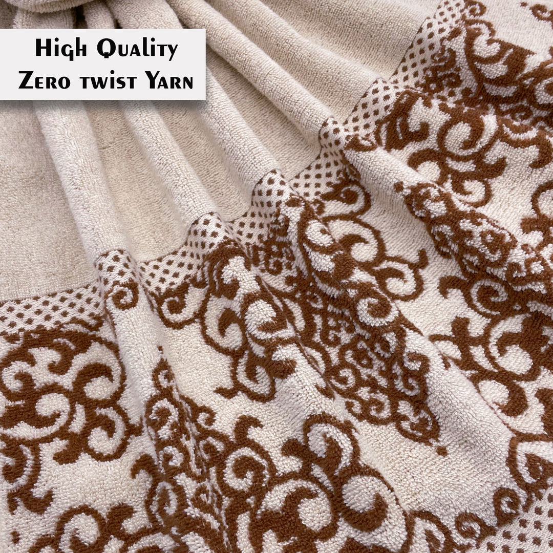 Beige Color Zero Twist 100% Cotton Towel with 380 GSM ( 100% Cotton, Zero-Twist Fabric, Protection Against Microbial Allergies, Highly Absorbent, Lint and Fade Resistant)