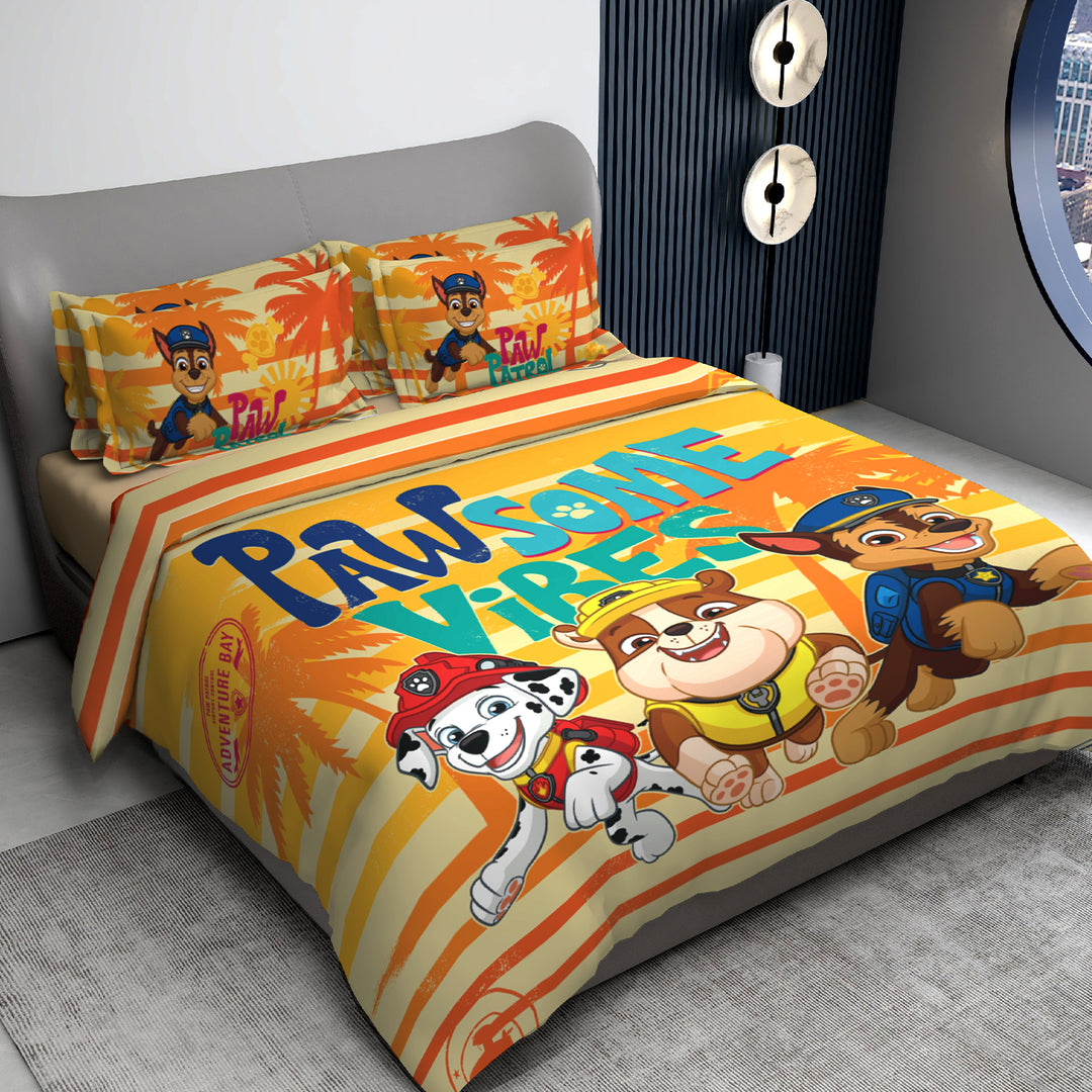 Paw Patrol Digital Printed Cotton Bedsheet with 2 Pillow Covers in 300TC