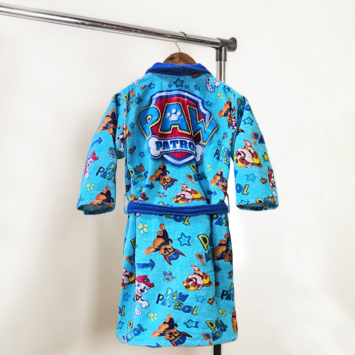 Paw Patrol Digitally Printed Cotton Bathrobe For Kids with 360 GSM ( Quick Drying, Fade Resistant, 100% Cotton, Kimono Collar) 