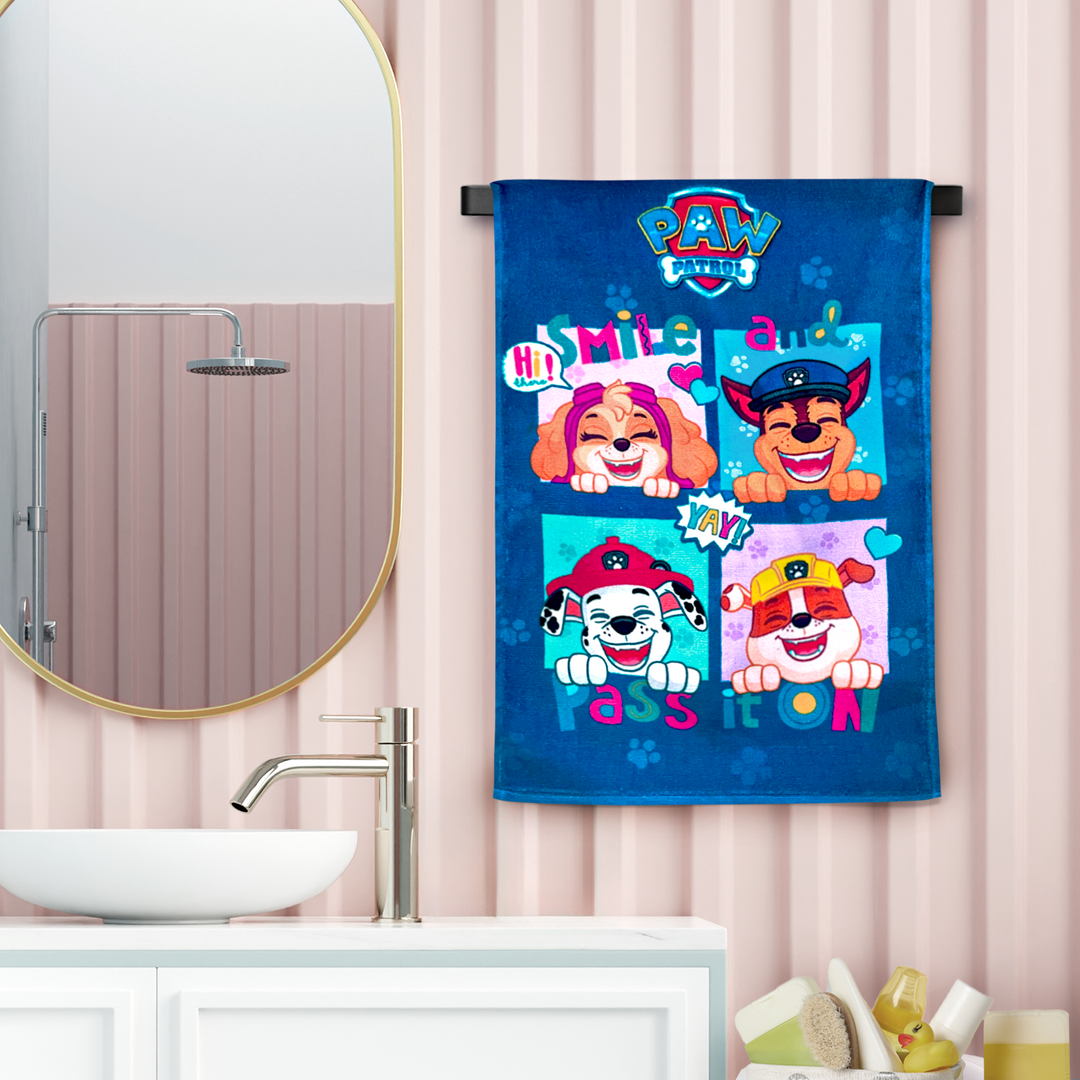 Paw Patrol Cartoon Printed Hand Towels For Kids -40cmx60cm ( Machine Washable, Highly Absorbent, 100% Rich Cotton, Luxury Softness)