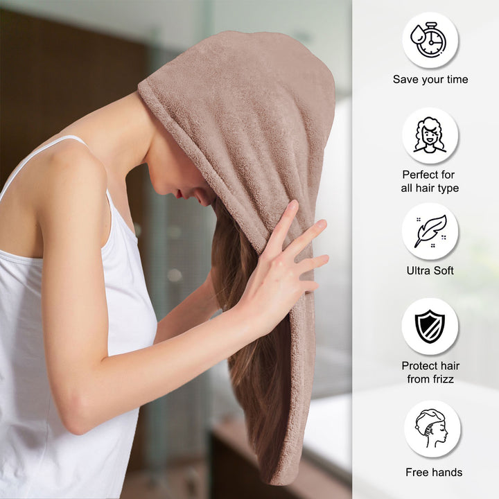 Features of ultra absorbent microfiber hair wrap Towel 