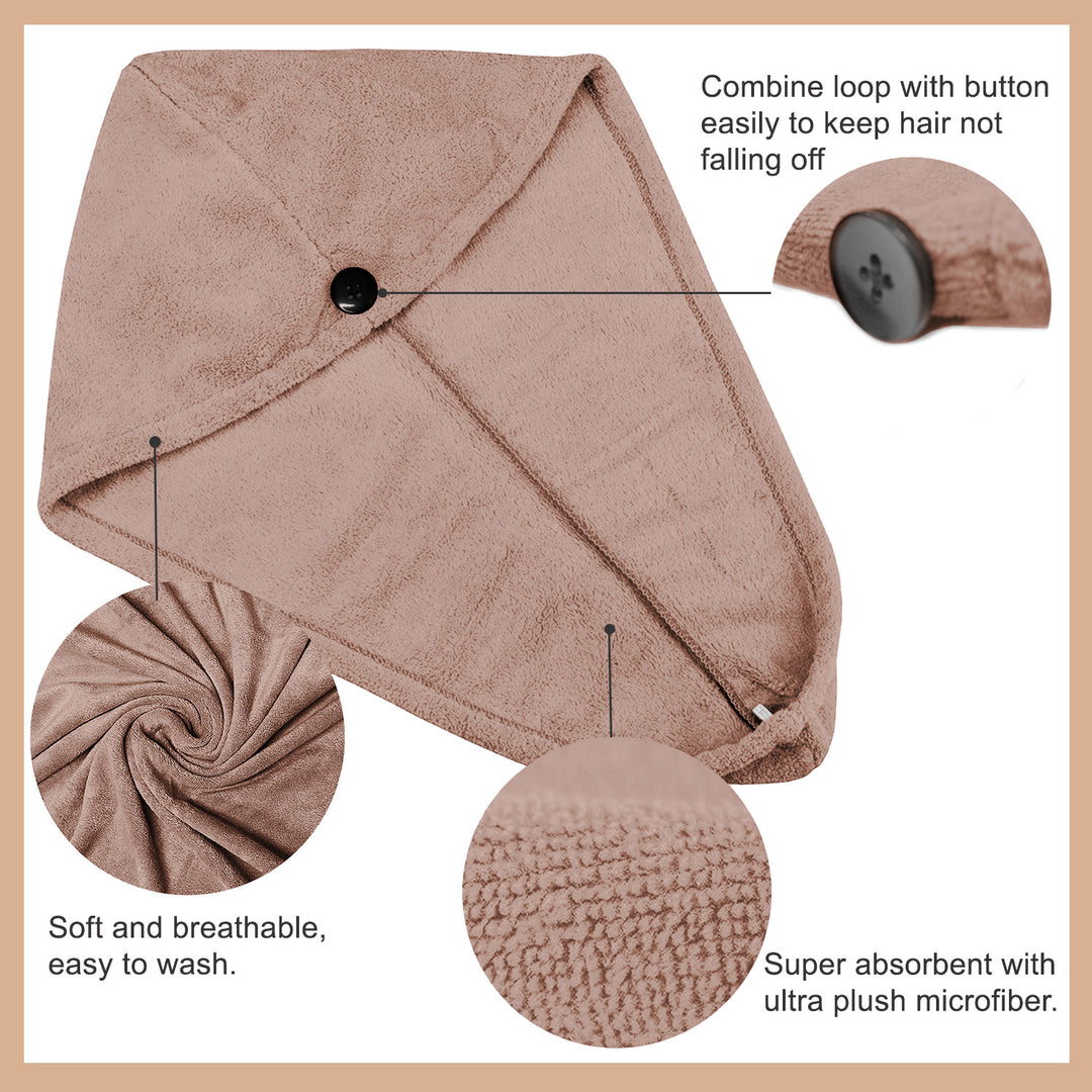 Light brown Color ultra absorbent microfiber hair wrap Towel 