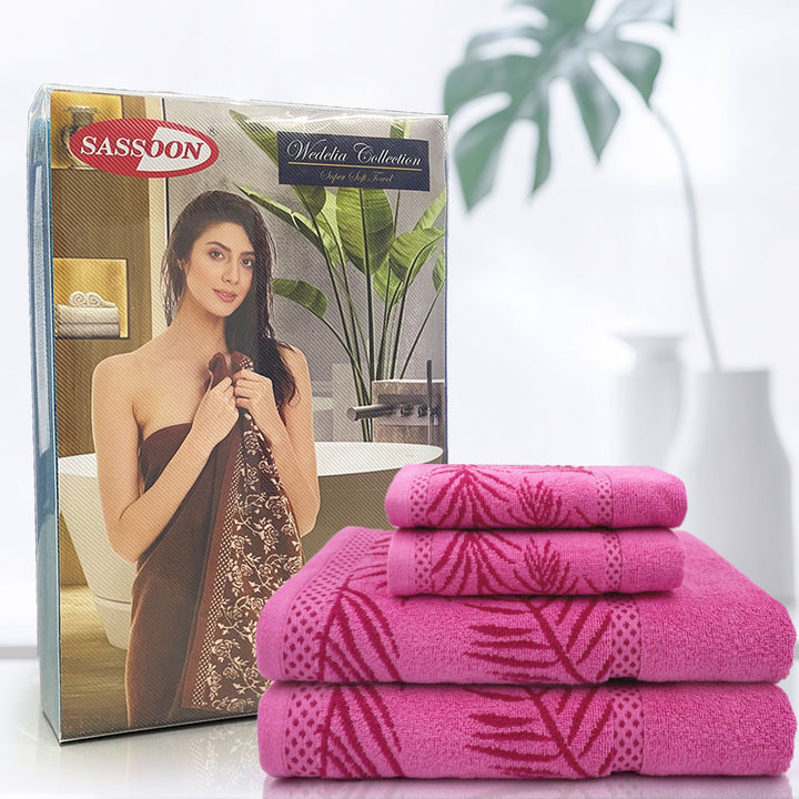 Pink Color Super Soft Zero Twist 100% Cotton Towel Set with 380 GSM ( 100% Cotton, Zero-Twist Fabric, Protection Against Mircrobial Allergies, Highly Absorbent, Lint and Fade Resistant)