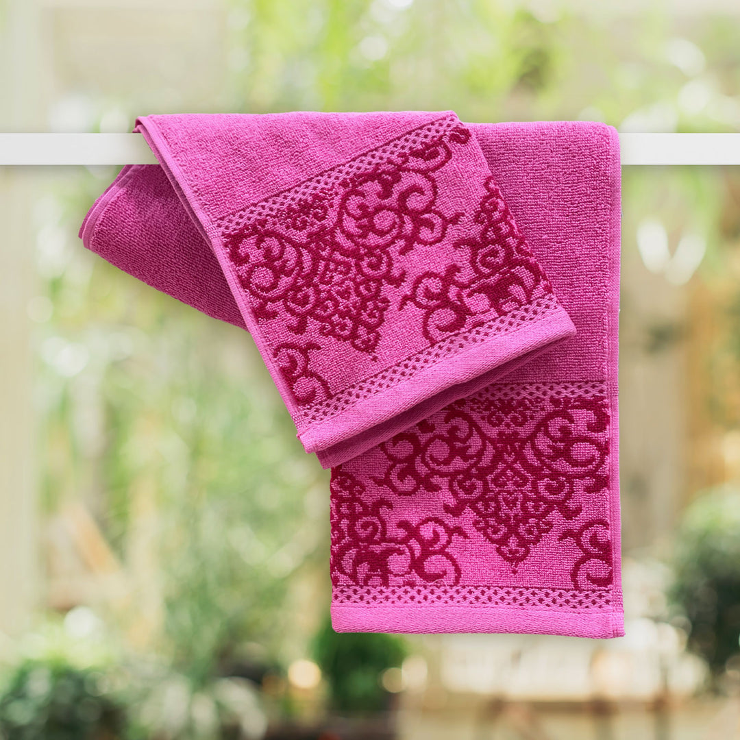 Pink Color Zero Twist 100% Cotton Towel Set with 380 GSM ( 100% Cotton, Zero-Twist Fabric, Protection Against Microbial Allergies, Highly Absorbent, Lint and Fade Resistant)