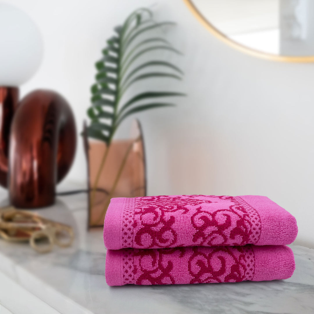 Pink Color Zero Twist 100% Cotton Towel Set with 380 GSM ( 100% Cotton, Zero-Twist Fabric, Protection Against Microbial Allergies, Highly Absorbent, Lint and Fade Resistant)