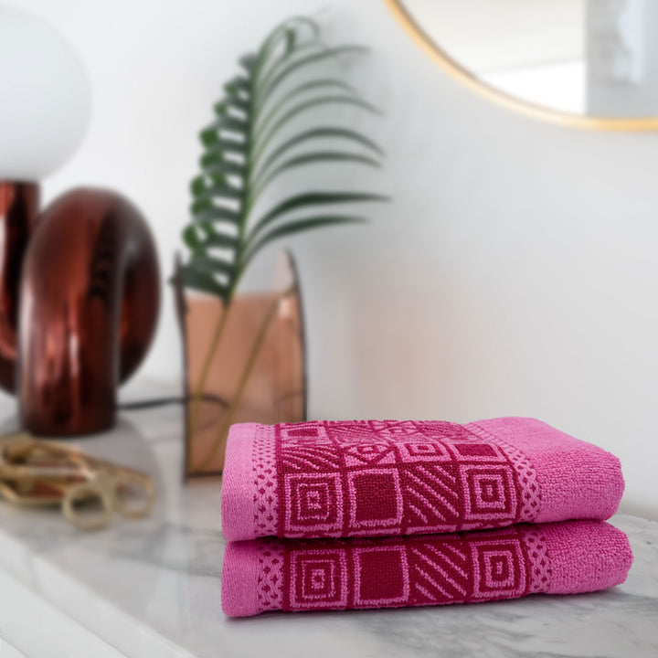 Pink Color Super Soft Zero Twist 100% Cotton Towel Set with 380 GSM ( 100% Cotton, Zero-Twist Fabric, Protection Against Microbial Allergies, Highly Absorbent, Lint and Fade Resistant)