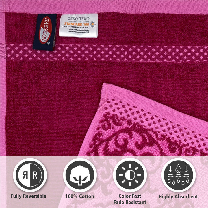 Pink Color Zero Twist 100% Cotton Towel with 380 GSM ( 100% Cotton, Zero-Twist Fabric, Protection Against Microbial Allergies, Highly Absorbent, Lint and Fade Resistant)