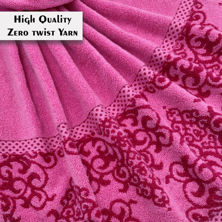 Pink Color Zero Twist 100% Cotton Towel with 380 GSM ( 100% Cotton, Zero-Twist Fabric, Protection Against Microbial Allergies, Highly Absorbent, Lint and Fade Resistant)