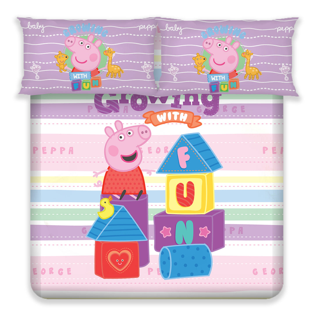 Peppa Pig Kids Double Bedsheet & Cushion Combo