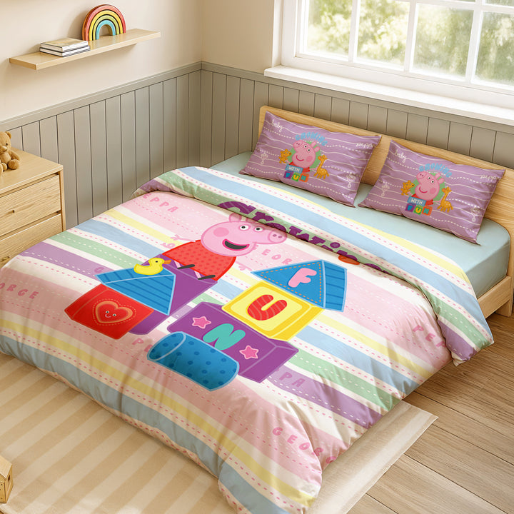 Peppa Pig Digital Printed 300TC Cotton Bedsheet (Fun)