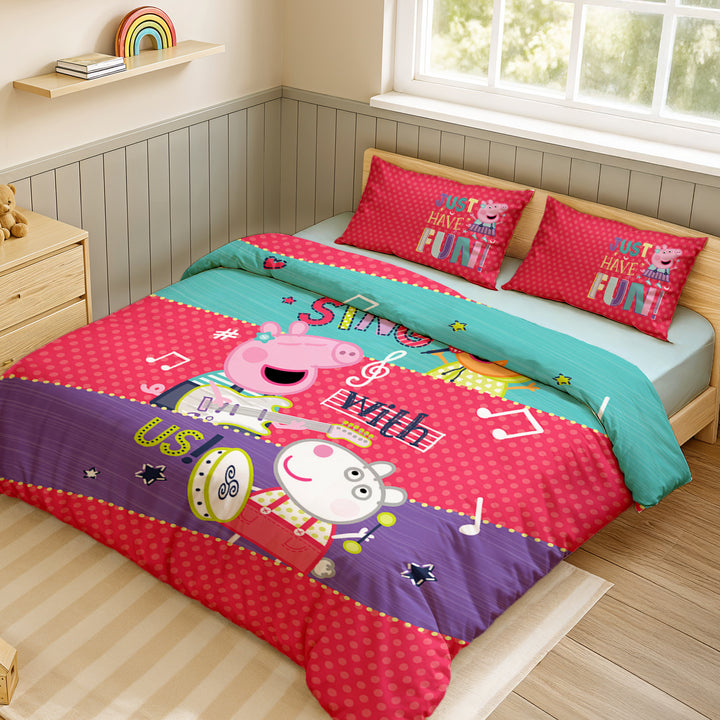 Peppa Pig Digital Printed 300TC Cotton Bedsheet (Sing)