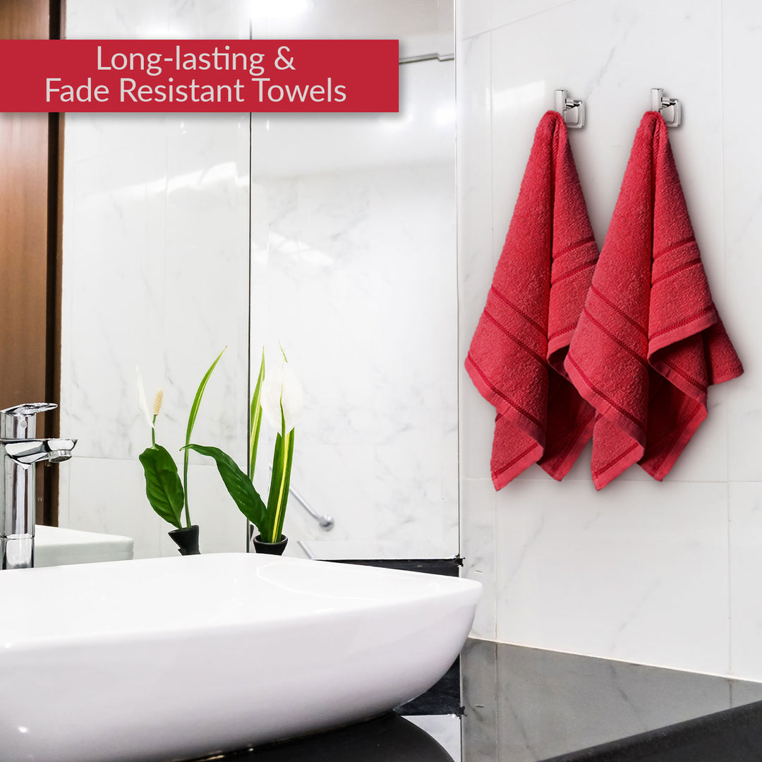 Red Color 100% Cotton Hand Towel Set with 380 GSM