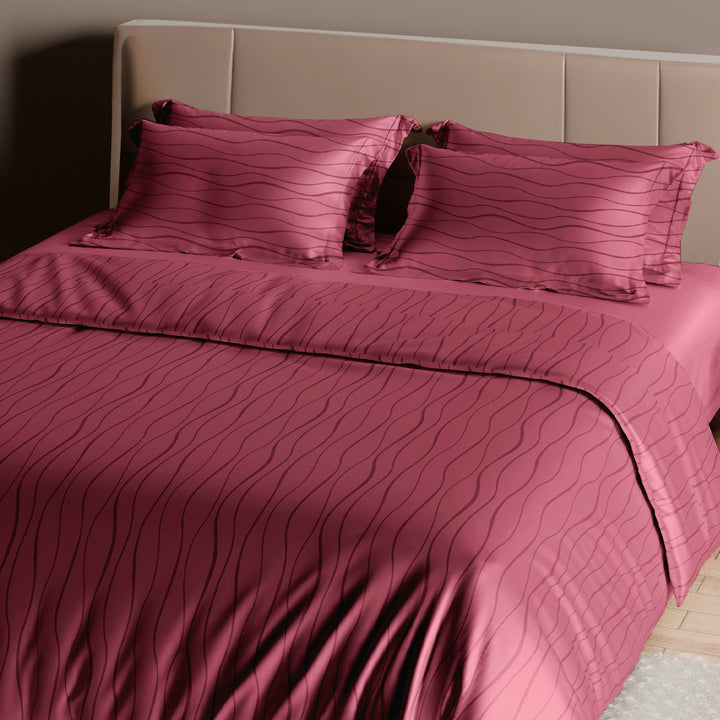 Artemis Italian Jacquard Weave Sateen Cotton Bedsheet- 400 TC (Wave Design)