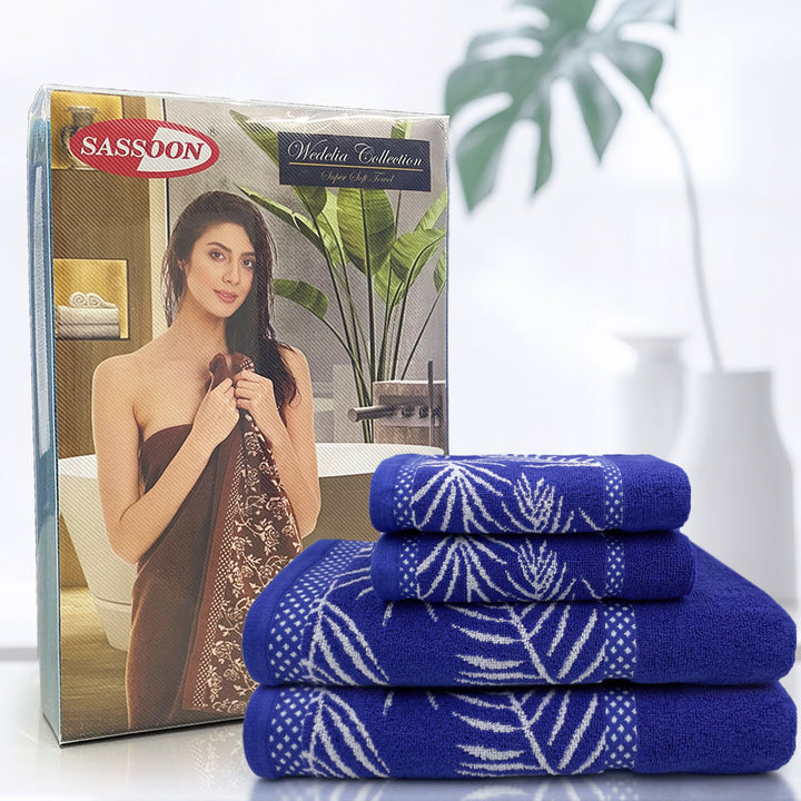 Blue Color Super Soft Zero Twist 100% Cotton Towel Set with 380 GSM ( 100% Cotton, Zero-Twist Fabric, Protection Against Mircrobial Allergies, Highly Absorbent, Lint and Fade Resistant)