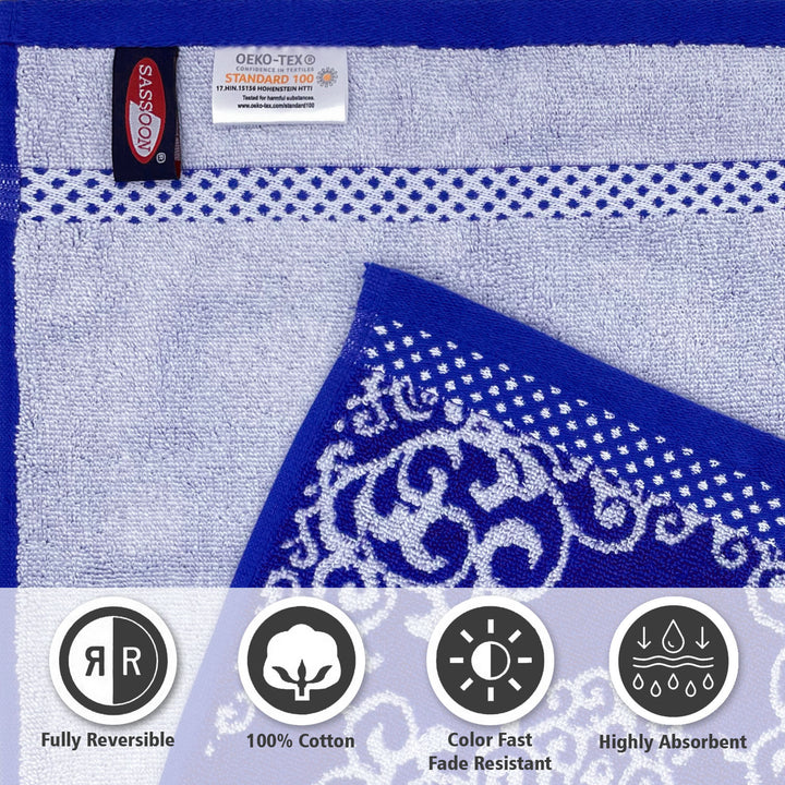 Blue Color Zero Twist 100% Cotton Towel with 380 GSM ( 100% Cotton, Zero-Twist Fabric, Protection Against Microbial Allergies, Highly Absorbent, Lint and Fade Resistant)