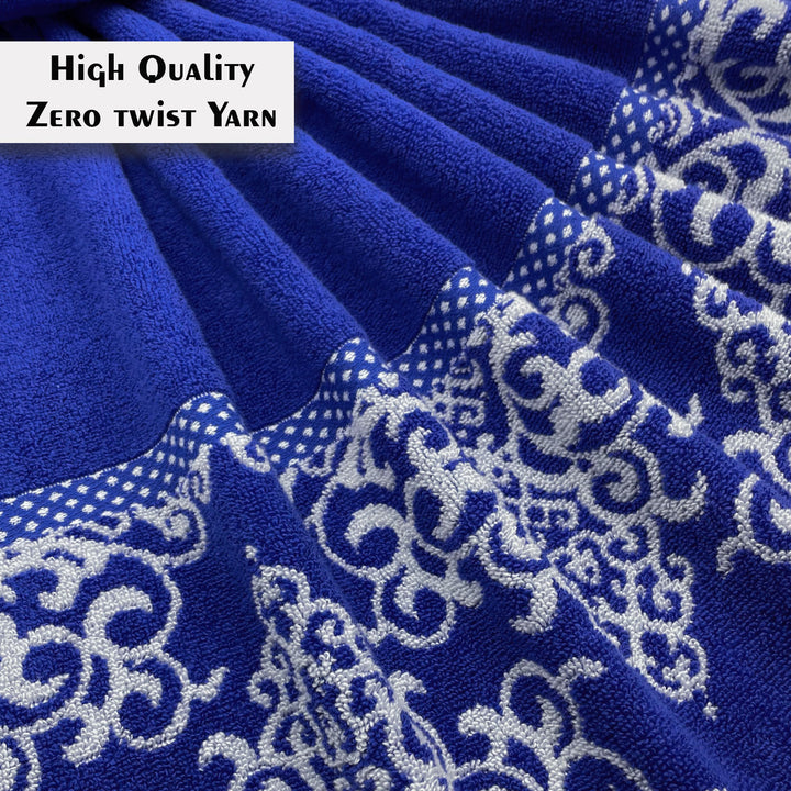 Blue Color Zero Twist 100% Cotton Towel with 380 GSM ( 100% Cotton, Zero-Twist Fabric, Protection Against Microbial Allergies, Highly Absorbent, Lint and Fade Resistant)