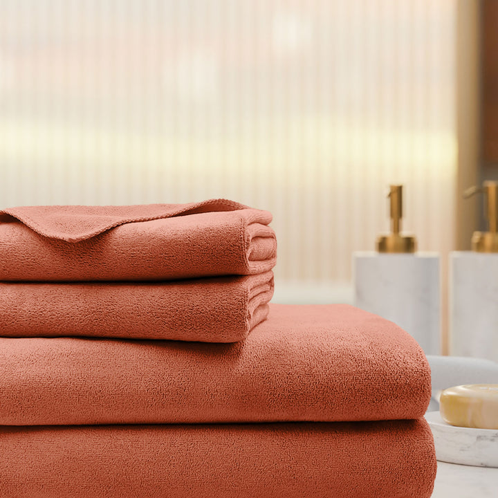 Rust Color Ultra Soft microfiber Towel Set with 450 GSM (Ultra-soft microfiber, 450 GSM, Superior quality, Highly Absorbent, Luxuriously Soft, Wide usage range, Lint resistant, Multiple Size Variations)