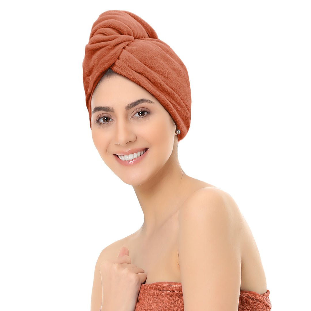 Rust Color ultra absorbent microfiber hair wrap Towel 