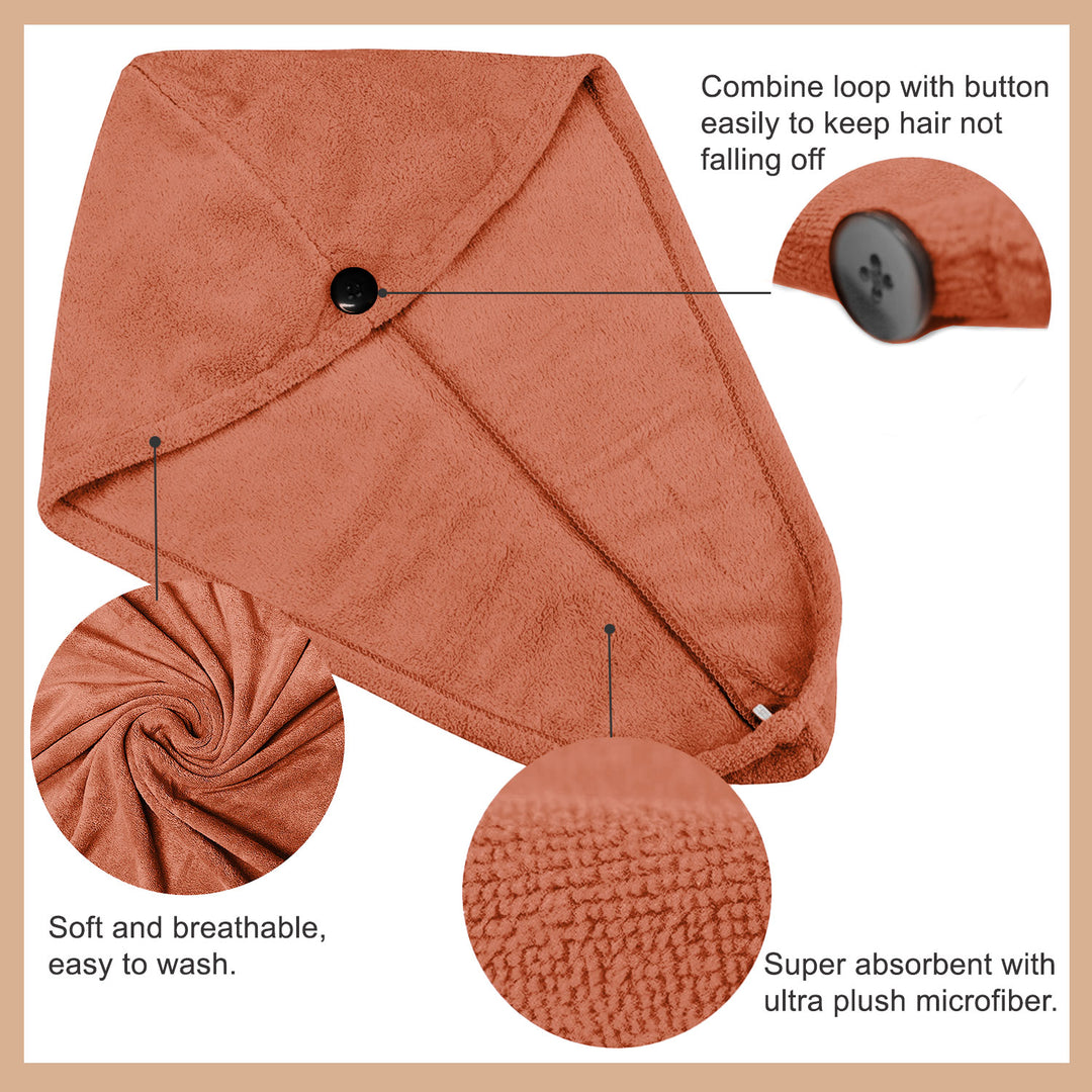 Rust Color ultra absorbent microfiber hair wrap Towel 