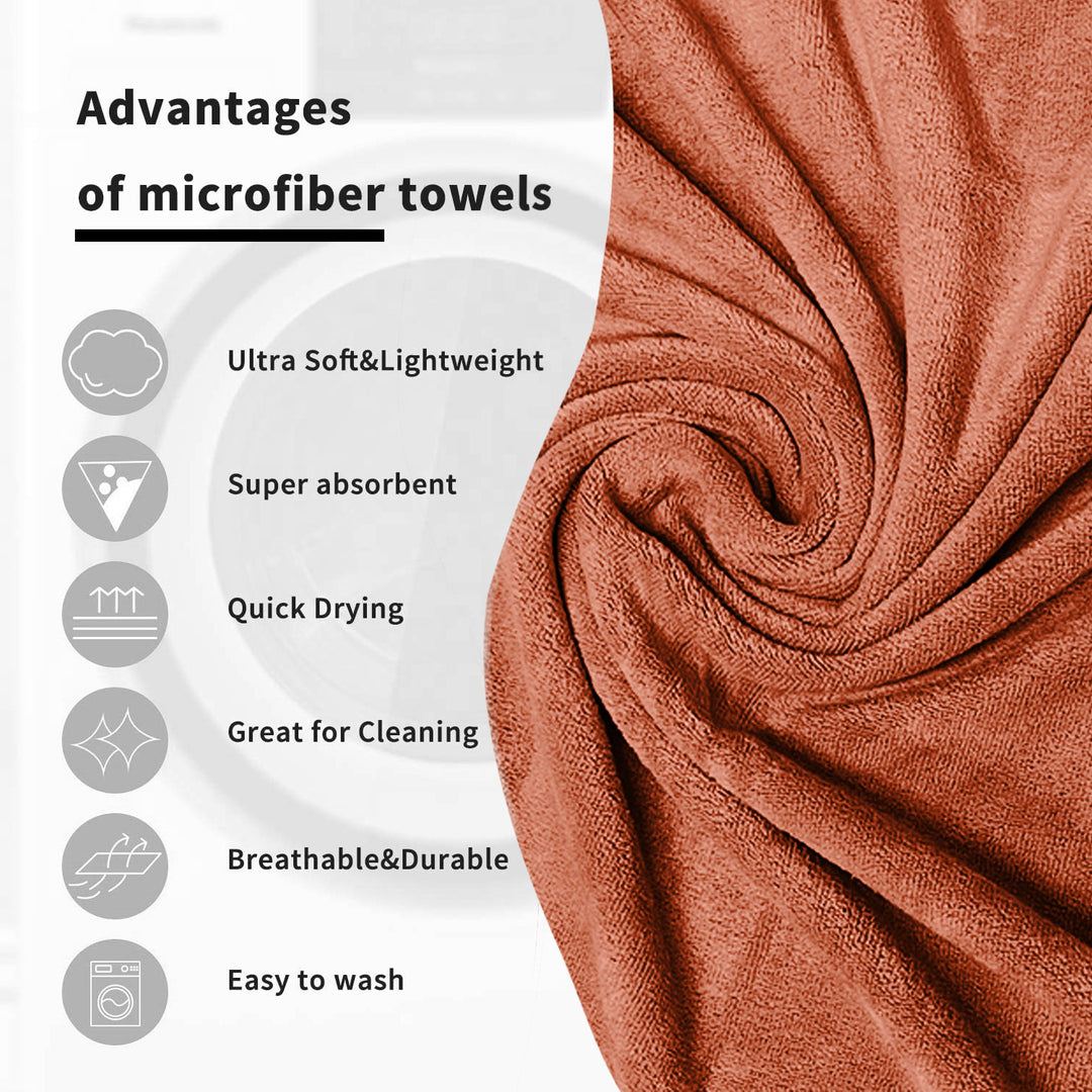 Rust Brown Color Ultra Soft microfiber Towel with 450 GSM (Ultra-soft microfiber, 450 GSM, Superior quality, Highly Absorbent, Luxuriously Soft, Wide usage range, Lint resistant, Multiple Size Variations)