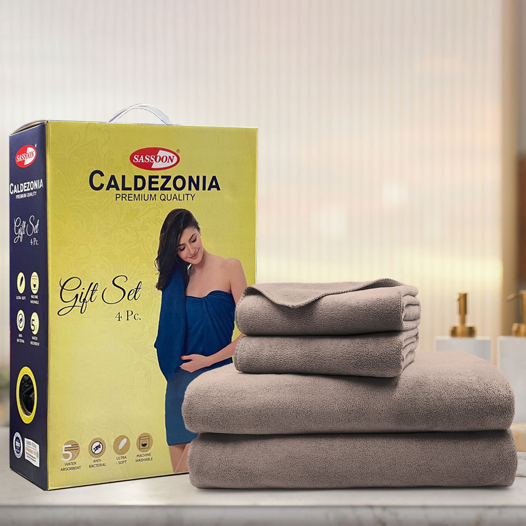 Caldezonia Ultra Soft Microfiber Towels- 4 pcs Gift Set