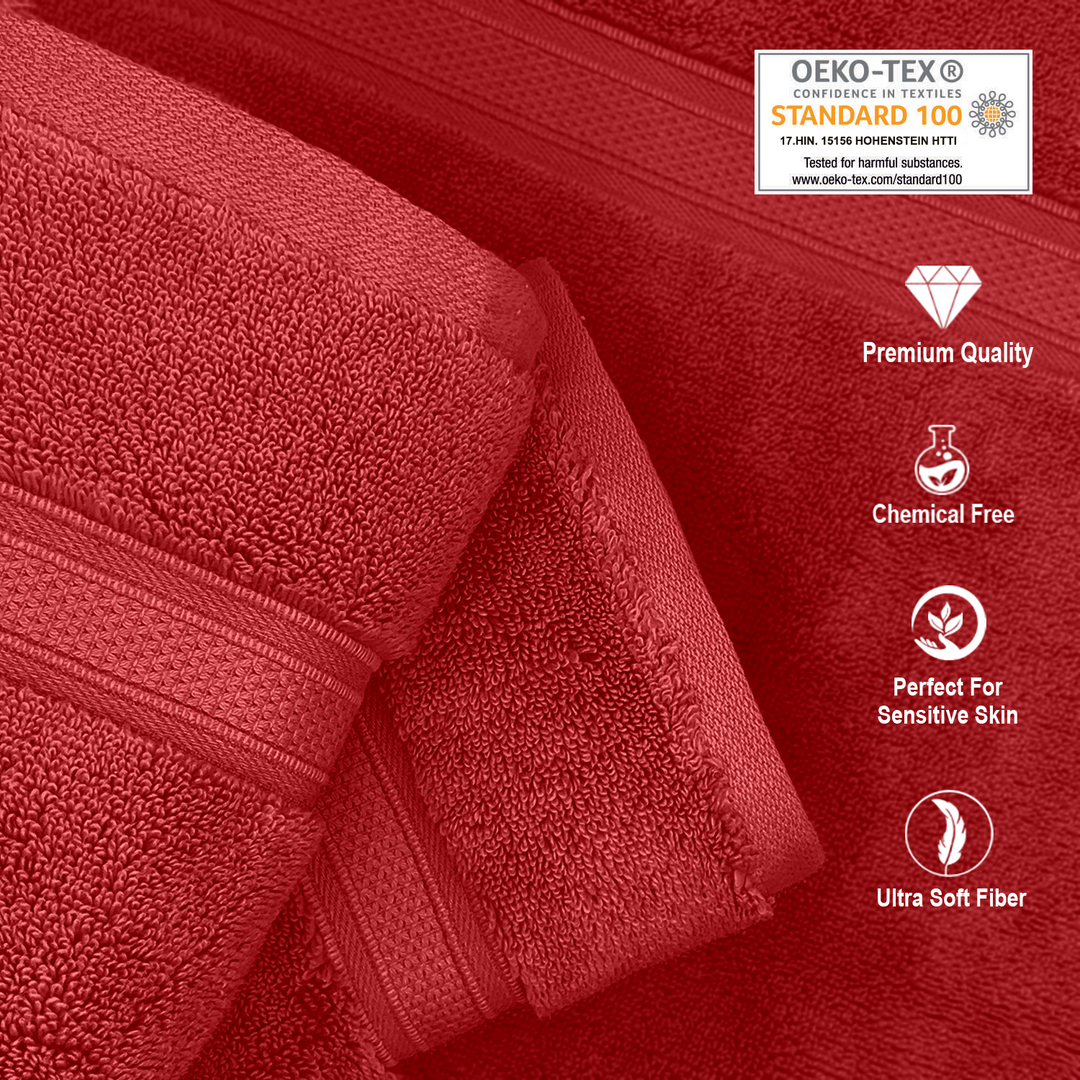 Red Color Super Soft Zero Twist 100% Cotton Towel with 700 GSM ( 100% Cotton, Zero-Twist Fabric, Protection Against Microbial Allergies, Highly Absorbent, Lint and Fade Resistant) 